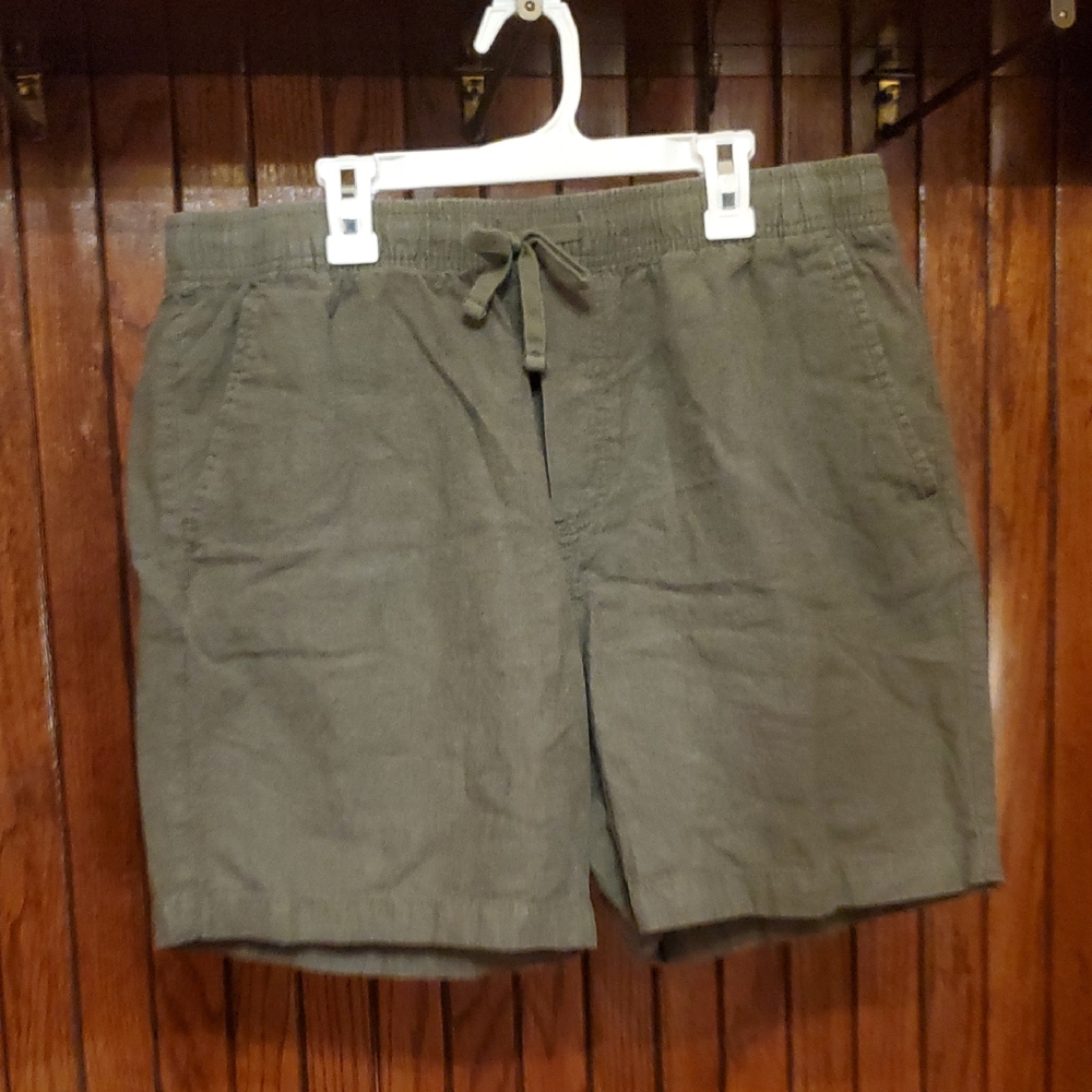 OLD NAVY LINEN BLEND SIZE LARGE Olive Green Men's Casual Shorts
